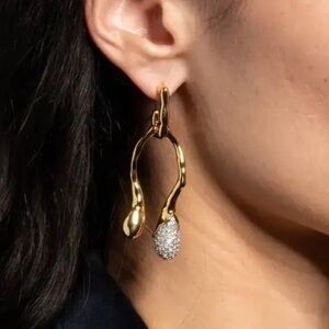 Alexis Bittar Gold-Tone Sculptural Drop Earrings with Crystal Tips